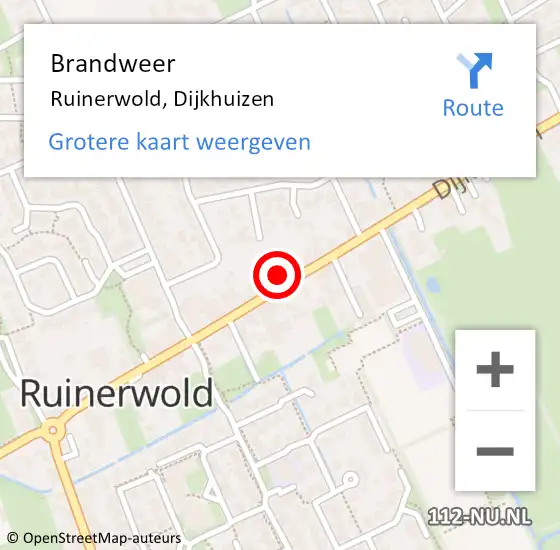 Locatie op kaart van de 112 melding: Brandweer Ruinerwold, Dijkhuizen op 23 oktober 2023 00:05