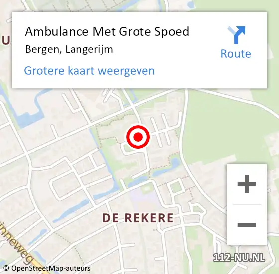 Locatie op kaart van de 112 melding: Ambulance Met Grote Spoed Naar Bergen, Langerijm op 23 oktober 2023 00:21