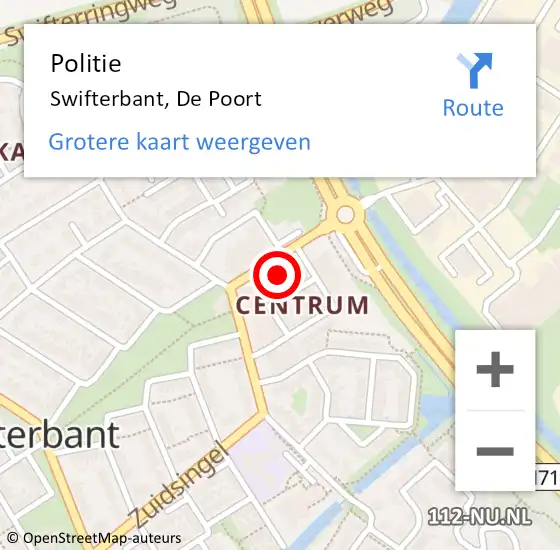 Locatie op kaart van de 112 melding: Politie Swifterbant, De Poort op 23 oktober 2023 00:32