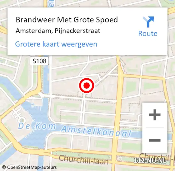 Locatie op kaart van de 112 melding: Brandweer Met Grote Spoed Naar Amsterdam, Pijnackerstraat op 23 oktober 2023 01:01