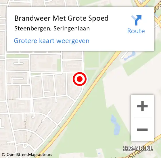 Locatie op kaart van de 112 melding: Brandweer Met Grote Spoed Naar Steenbergen, Seringenlaan op 23 oktober 2023 02:02