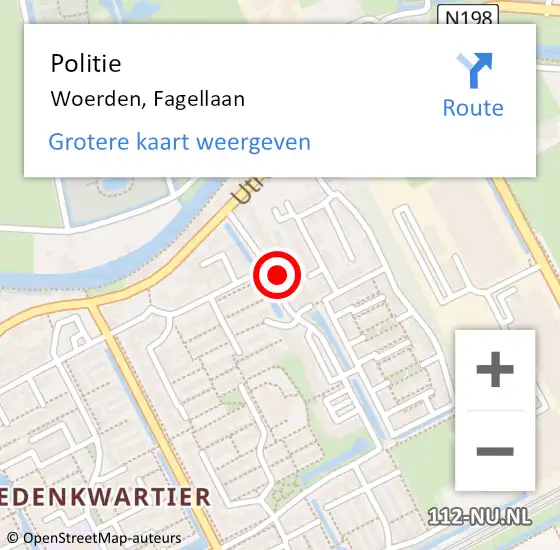 Locatie op kaart van de 112 melding: Politie Woerden, Fagellaan op 23 oktober 2023 02:58