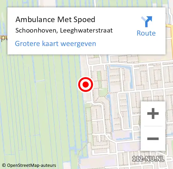 Locatie op kaart van de 112 melding: Ambulance Met Spoed Naar Schoonhoven, Leeghwaterstraat op 23 oktober 2023 03:23