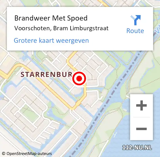 Locatie op kaart van de 112 melding: Brandweer Met Spoed Naar Voorschoten, Bram Limburgstraat op 23 oktober 2023 03:31