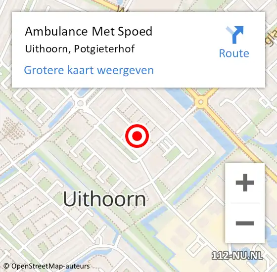 Locatie op kaart van de 112 melding: Ambulance Met Spoed Naar Uithoorn, Potgieterhof op 23 oktober 2023 05:19