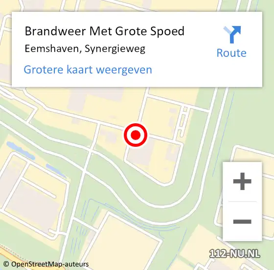 Locatie op kaart van de 112 melding: Brandweer Met Grote Spoed Naar Eemshaven, Synergieweg op 23 oktober 2023 05:22