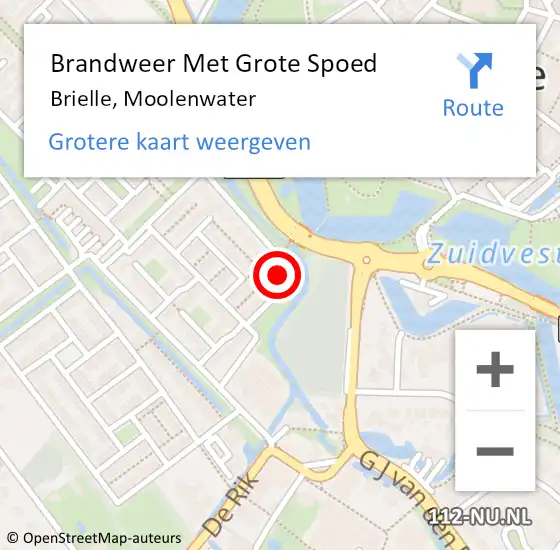 Locatie op kaart van de 112 melding: Brandweer Met Grote Spoed Naar Brielle, Moolenwater op 23 oktober 2023 05:28