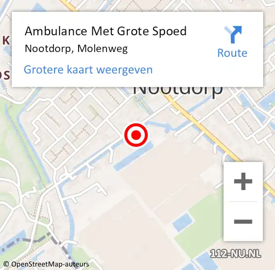 Locatie op kaart van de 112 melding: Ambulance Met Grote Spoed Naar Nootdorp, Molenweg op 23 oktober 2023 06:01