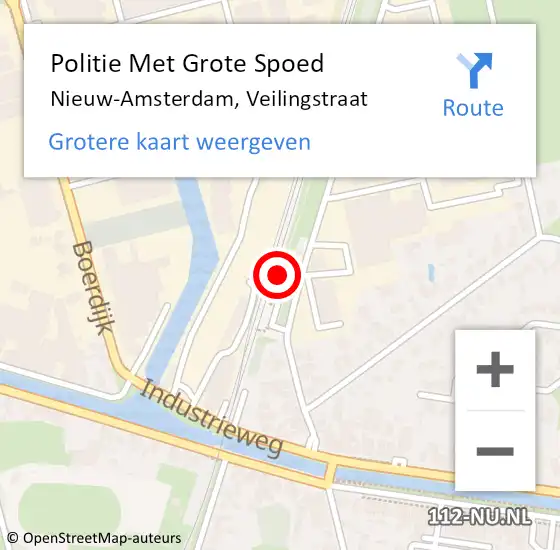 Locatie op kaart van de 112 melding: Politie Met Grote Spoed Naar Nieuw-Amsterdam, Veilingstraat op 23 oktober 2023 06:46