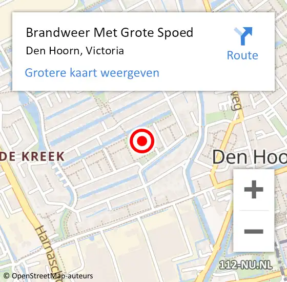 Locatie op kaart van de 112 melding: Brandweer Met Grote Spoed Naar Den Hoorn, Victoria op 23 oktober 2023 06:54