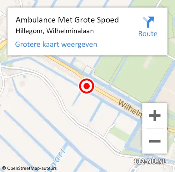 Locatie op kaart van de 112 melding: Ambulance Met Grote Spoed Naar Hillegom, Wilhelminalaan op 23 oktober 2023 06:58