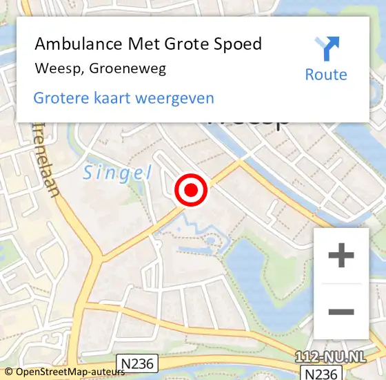 Locatie op kaart van de 112 melding: Ambulance Met Grote Spoed Naar Weesp, Groeneweg op 12 september 2014 14:15