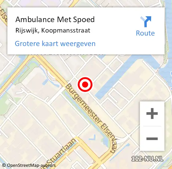 Locatie op kaart van de 112 melding: Ambulance Met Spoed Naar Rijswijk, Koopmansstraat op 23 oktober 2023 07:34