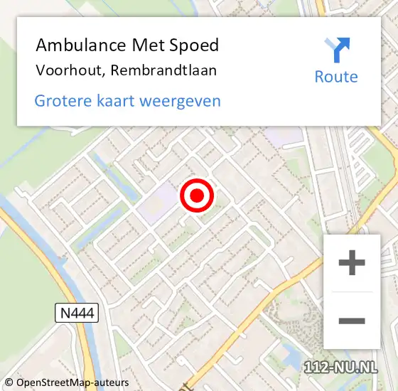 Locatie op kaart van de 112 melding: Ambulance Met Spoed Naar Voorhout, Rembrandtlaan op 23 oktober 2023 07:42