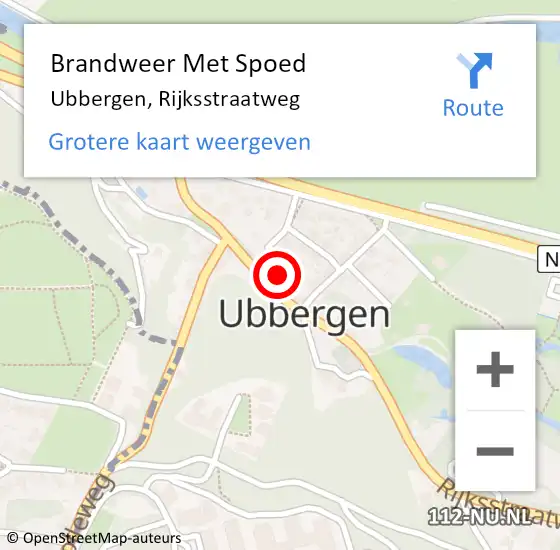 Locatie op kaart van de 112 melding: Brandweer Met Spoed Naar Ubbergen, Rijksstraatweg op 23 oktober 2023 07:45