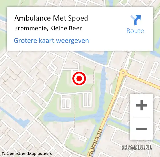 Locatie op kaart van de 112 melding: Ambulance Met Spoed Naar Krommenie, Kleine Beer op 23 oktober 2023 08:49