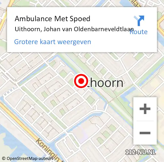 Locatie op kaart van de 112 melding: Ambulance Met Spoed Naar Uithoorn, Johan van Oldenbarneveldtlaan op 23 oktober 2023 08:56