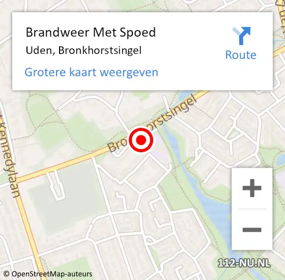 Locatie op kaart van de 112 melding: Brandweer Met Spoed Naar Uden, Bronkhorstsingel op 23 oktober 2023 09:38