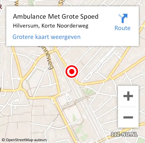 Locatie op kaart van de 112 melding: Ambulance Met Grote Spoed Naar Hilversum, Korte Noorderweg op 12 september 2014 14:34