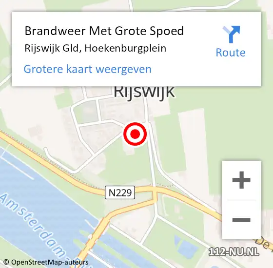 Locatie op kaart van de 112 melding: Brandweer Met Grote Spoed Naar Rijswijk Gld, Hoekenburgplein op 12 september 2014 14:36