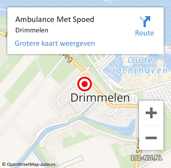 Locatie op kaart van de 112 melding: Ambulance Met Spoed Naar Drimmelen op 23 oktober 2023 10:43