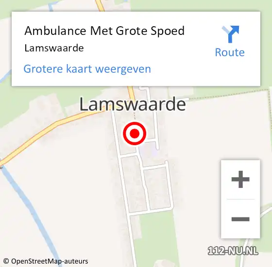 Locatie op kaart van de 112 melding: Ambulance Met Grote Spoed Naar Lamswaarde op 23 oktober 2023 10:47