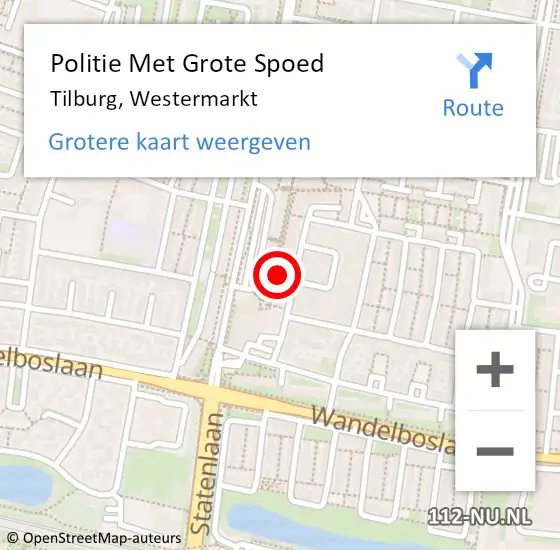 Locatie op kaart van de 112 melding: Politie Met Grote Spoed Naar Tilburg, Westermarkt op 23 oktober 2023 10:48