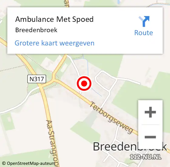 Locatie op kaart van de 112 melding: Ambulance Met Spoed Naar Breedenbroek op 23 oktober 2023 11:05