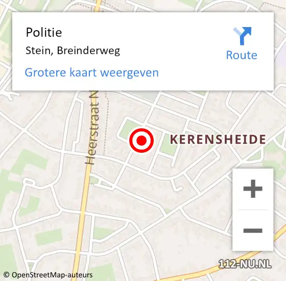 Locatie op kaart van de 112 melding: Politie Stein, Breinderweg op 23 oktober 2023 11:06