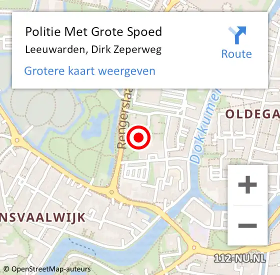 Locatie op kaart van de 112 melding: Politie Met Grote Spoed Naar Leeuwarden, Dirk Zeperweg op 23 oktober 2023 11:09