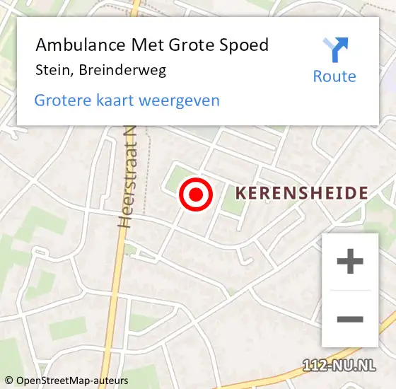 Locatie op kaart van de 112 melding: Ambulance Met Grote Spoed Naar Stein, Breinderweg op 23 oktober 2023 11:24