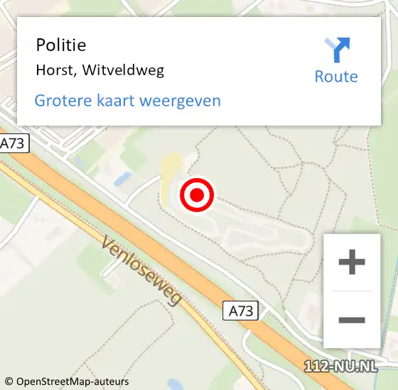 Locatie op kaart van de 112 melding: Politie Horst, Witveldweg op 23 oktober 2023 11:26