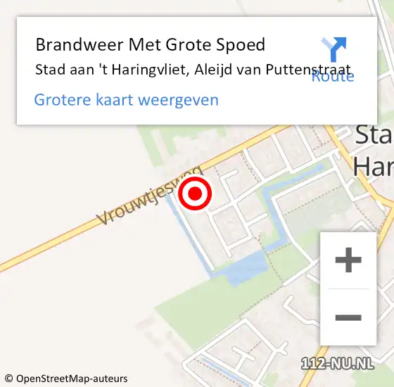 Locatie op kaart van de 112 melding: Brandweer Met Grote Spoed Naar Stad aan 't Haringvliet, Aleijd van Puttenstraat op 23 oktober 2023 11:29