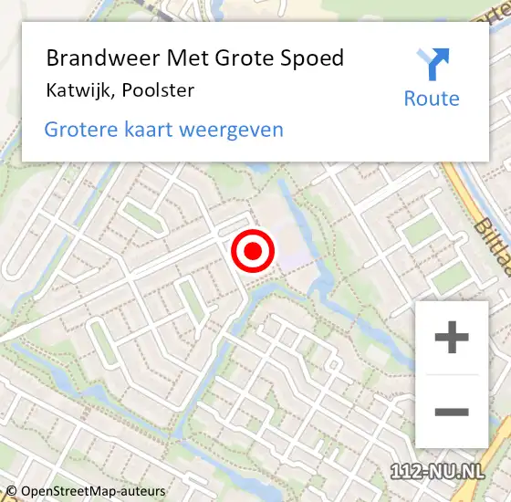 Locatie op kaart van de 112 melding: Brandweer Met Grote Spoed Naar Katwijk, Poolster op 23 oktober 2023 11:40