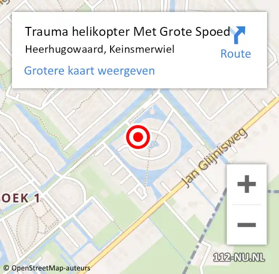 Locatie op kaart van de 112 melding: Trauma helikopter Met Grote Spoed Naar Heerhugowaard, Keinsmerwiel op 23 oktober 2023 12:08