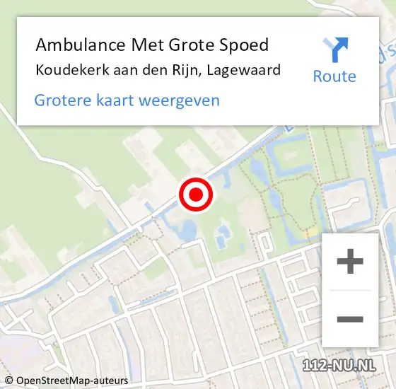 Locatie op kaart van de 112 melding: Ambulance Met Grote Spoed Naar Koudekerk aan den Rijn, Lagewaard op 23 oktober 2023 12:11