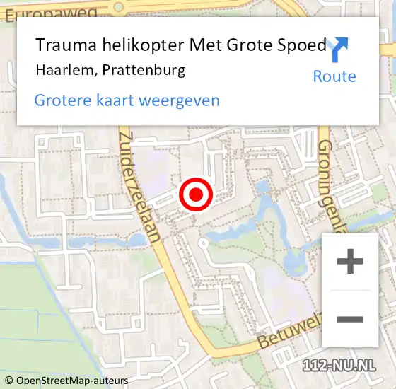 Locatie op kaart van de 112 melding: Trauma helikopter Met Grote Spoed Naar Haarlem, Prattenburg op 23 oktober 2023 12:23