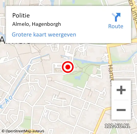 Locatie op kaart van de 112 melding: Politie Almelo, Hagenborgh op 23 oktober 2023 12:42