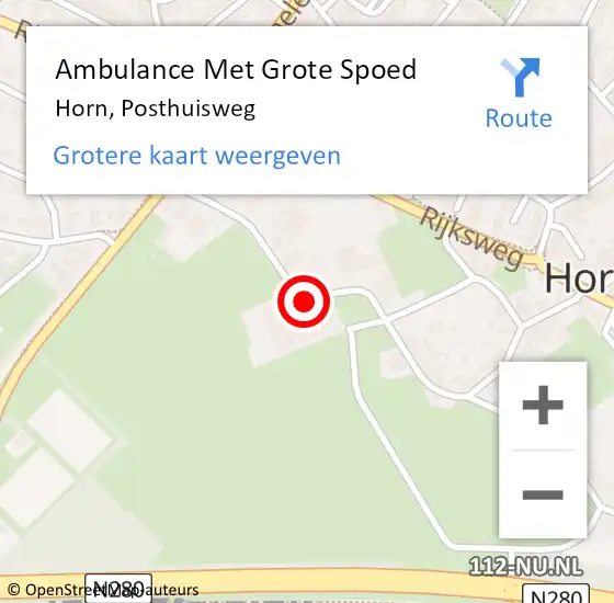 Locatie op kaart van de 112 melding: Ambulance Met Grote Spoed Naar Horn, Posthuisweg op 23 oktober 2023 12:46