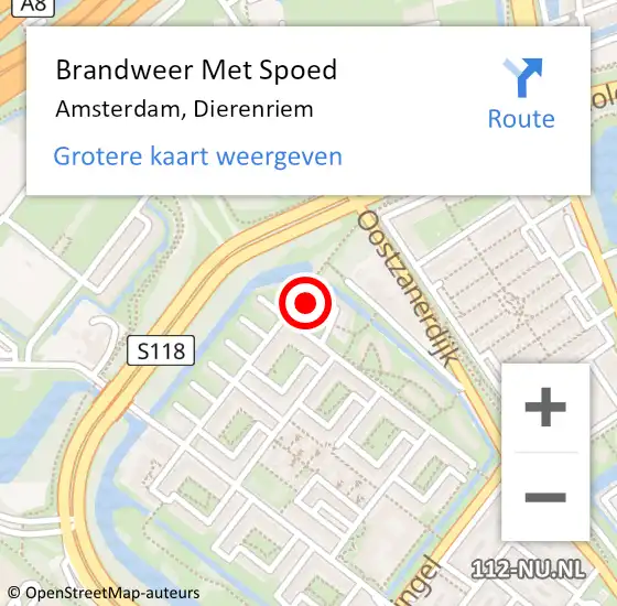 Locatie op kaart van de 112 melding: Brandweer Met Spoed Naar Amsterdam, Dierenriem op 23 oktober 2023 12:58