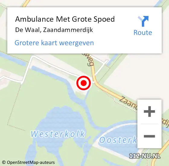 Locatie op kaart van de 112 melding: Ambulance Met Grote Spoed Naar De Waal, Zaandammerdijk op 23 oktober 2023 13:21