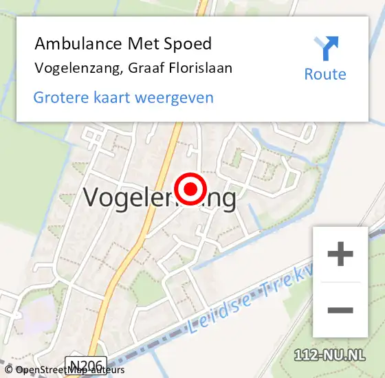 Locatie op kaart van de 112 melding: Ambulance Met Spoed Naar Vogelenzang, Graaf Florislaan op 23 oktober 2023 13:28