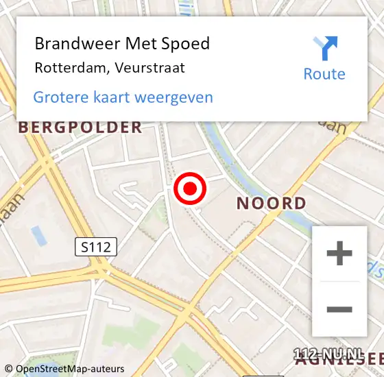 Locatie op kaart van de 112 melding: Brandweer Met Spoed Naar Rotterdam, Veurstraat op 23 oktober 2023 13:34