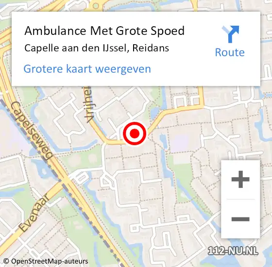Locatie op kaart van de 112 melding: Ambulance Met Grote Spoed Naar Capelle aan den IJssel, Reidans op 23 oktober 2023 13:40