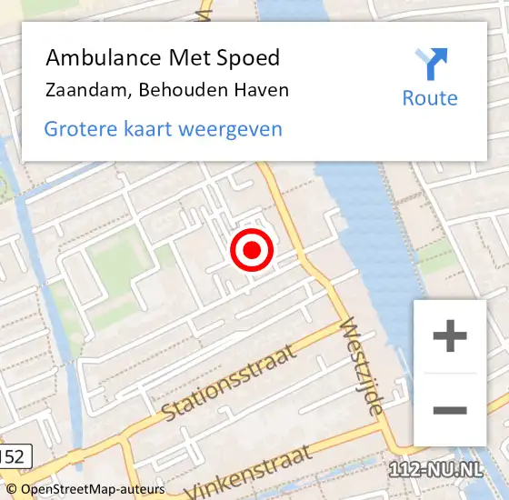 Locatie op kaart van de 112 melding: Ambulance Met Spoed Naar Zaandam, Behouden Haven op 23 oktober 2023 13:49