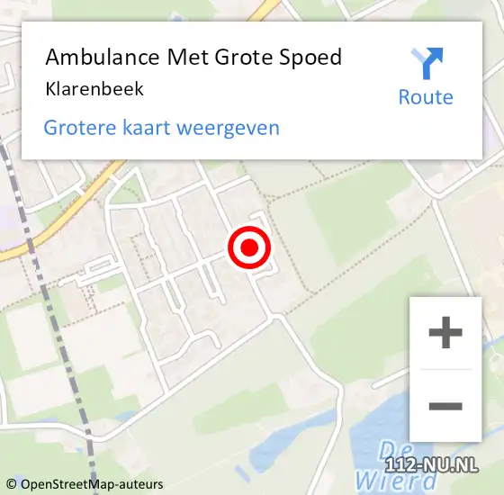 Locatie op kaart van de 112 melding: Ambulance Met Grote Spoed Naar Klarenbeek op 23 oktober 2023 13:57
