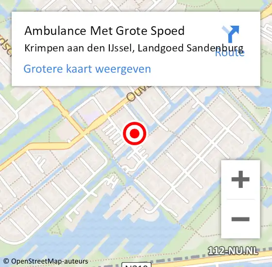 Locatie op kaart van de 112 melding: Ambulance Met Grote Spoed Naar Krimpen aan den IJssel, Landgoed Sandenburg op 23 oktober 2023 14:02