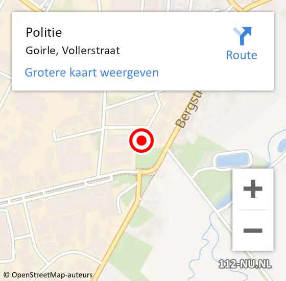 Locatie op kaart van de 112 melding: Politie Goirle, Vollerstraat op 23 oktober 2023 14:21