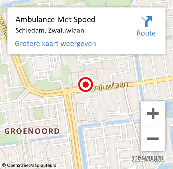Locatie op kaart van de 112 melding: Ambulance Met Spoed Naar Schiedam, Zwaluwlaan op 23 oktober 2023 15:02