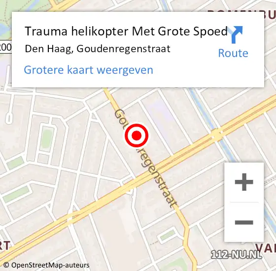 Locatie op kaart van de 112 melding: Trauma helikopter Met Grote Spoed Naar Den Haag, Goudenregenstraat op 23 oktober 2023 15:12